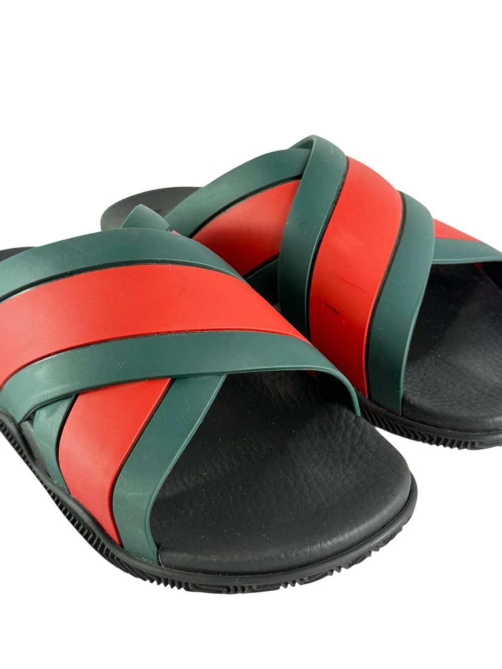 GUCCI 630326 Rubber Web Crisscross Slide Stripe Men's Sandal 9 - 9.5 US - Picture 8 of 12